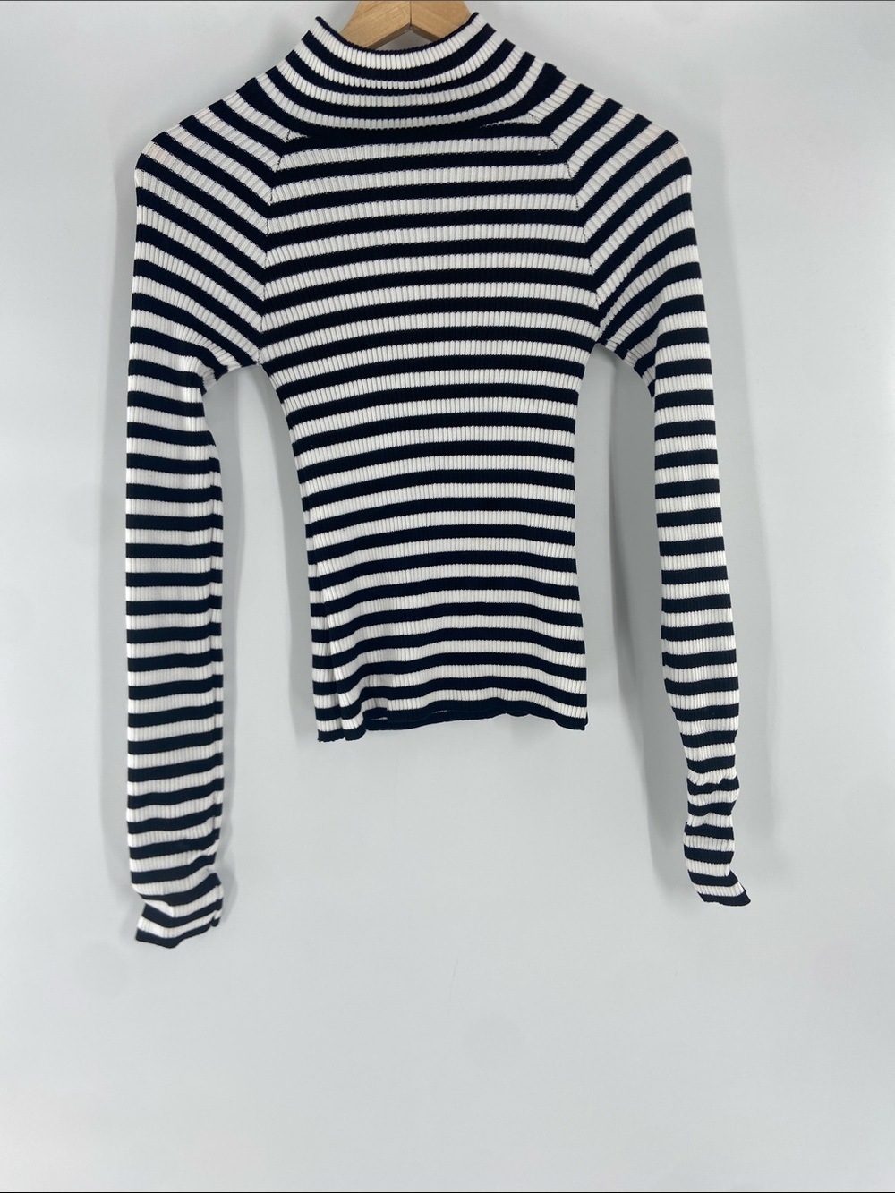 by together Black and White Striped Turtle Neck Sweater Size S Gently Used